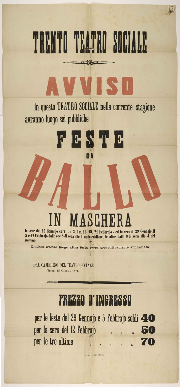 Plakat, das ein Festival in Maschera, Italien, ankündigt.