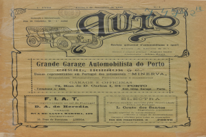 Ein altes Buchcover mit einer Illustration eines klassischen Autos und fetter Schrift auf altem Papier.