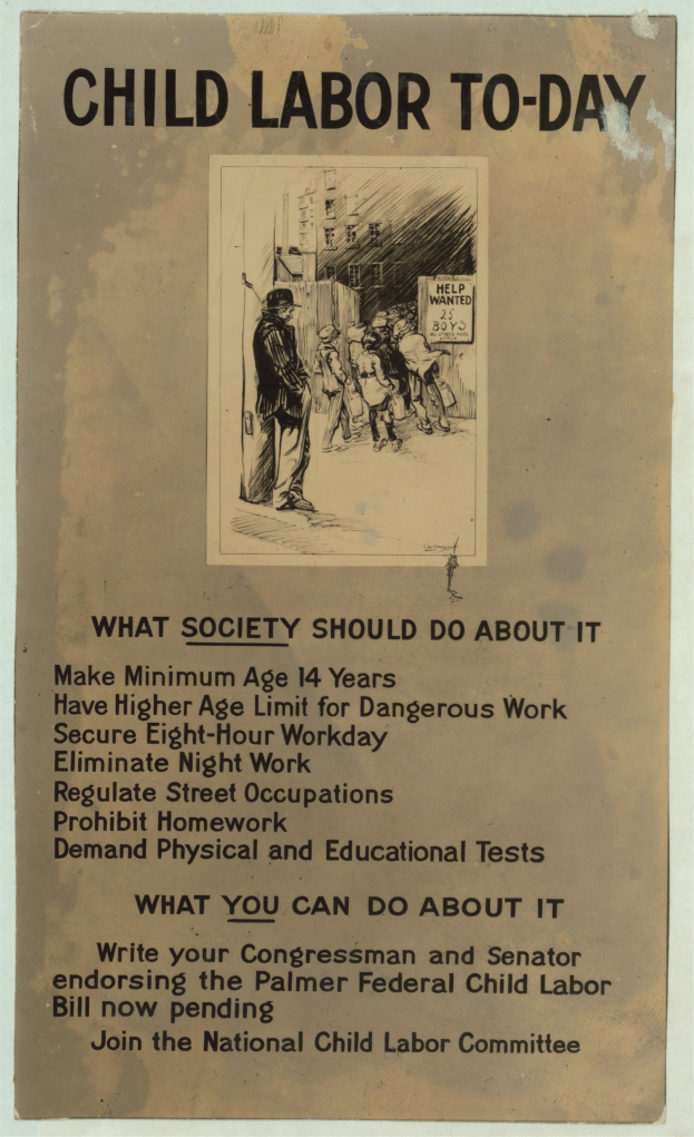 Plakat mit der Aufschrift "Kinderaertbst heute: Was die Gesellschaft dagegen tun sollte" mit einer Person im Anzug mit entschlossener Miene vor schwarzem Text auf einem weiß umrandeten Hintergrund.