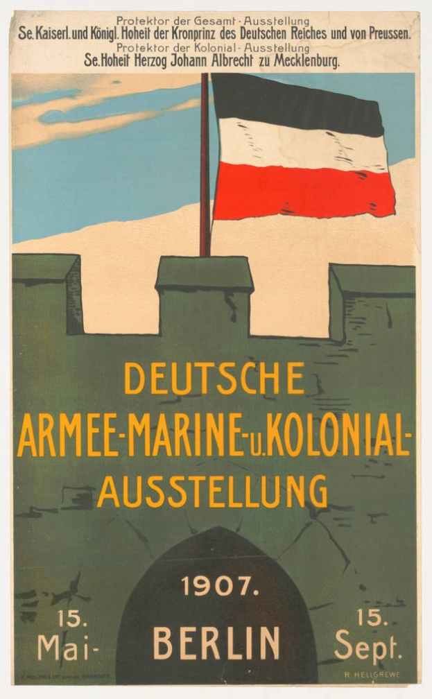 Deutsches Flagge über Informationsplakat mit Text zum Thema Flagge.